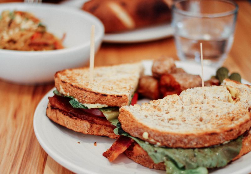 Sandwich, Essen, günstige Restaurants, Teller, Brot