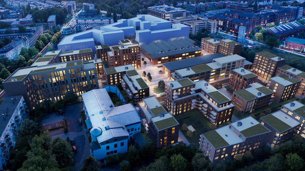 Neubau-Projekt in Hamburg: Die Kolbenhöfe im Abendlicht