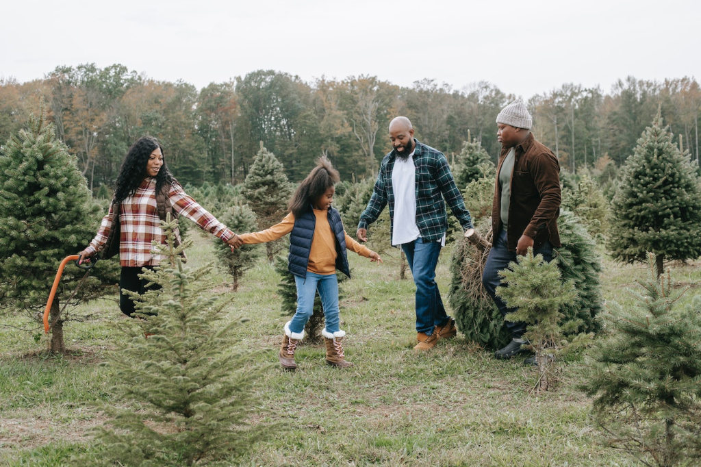 Weihnachtsbaum in Hamburg kaufen: Familie mit selbstgeschlagenem Tannenbaum