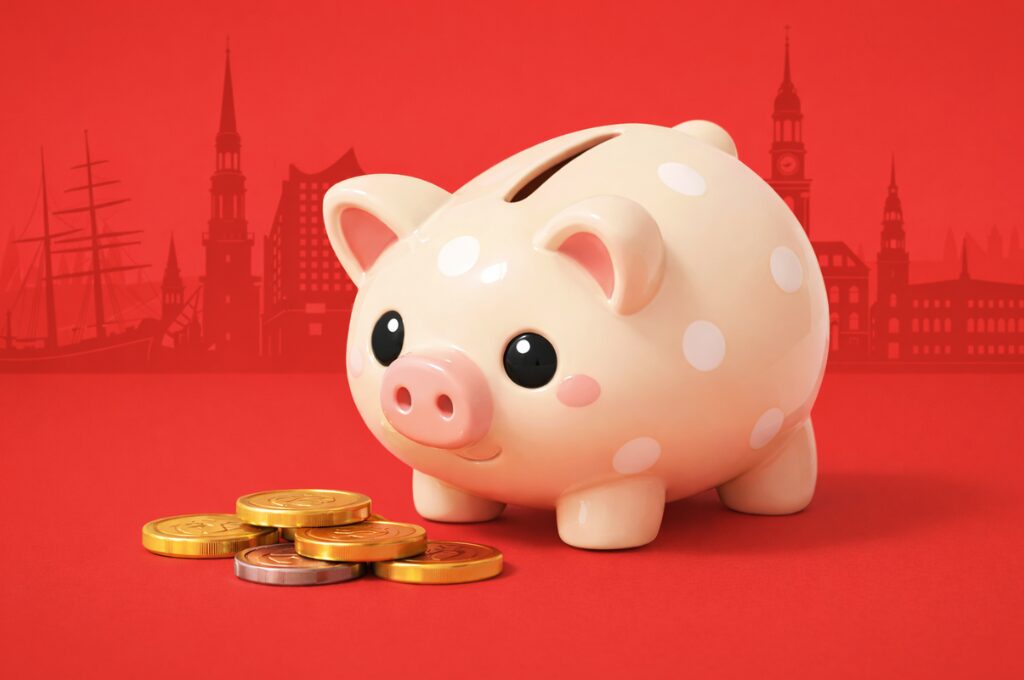 Spartipps für Hamburg, Haspa Insider, Abbild von einem Sparschwein mit Münzen