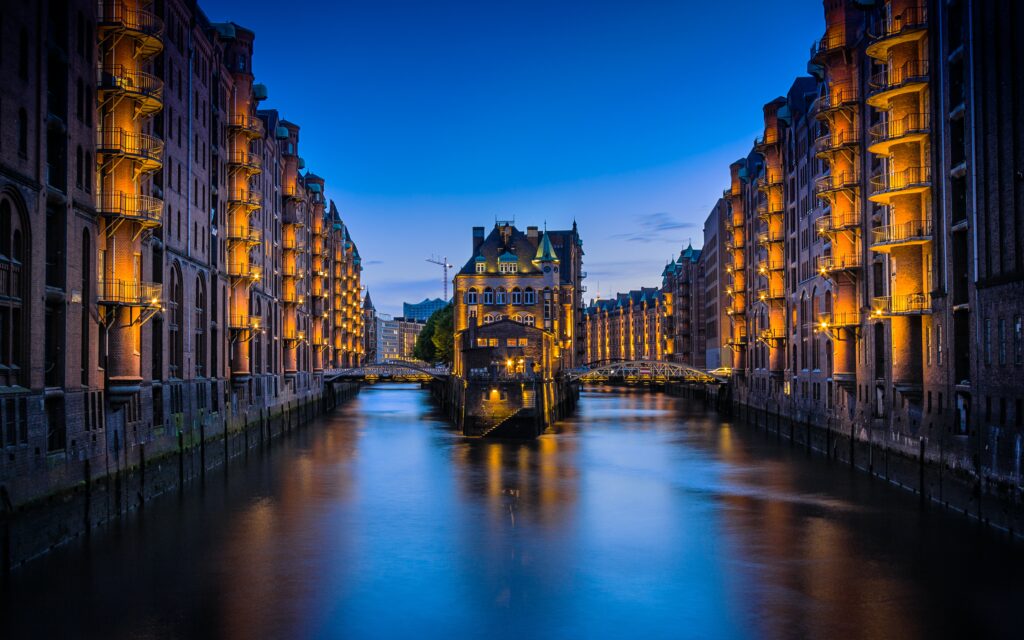 historische Hamburg, das Wasserschloss in der Speicherstadt