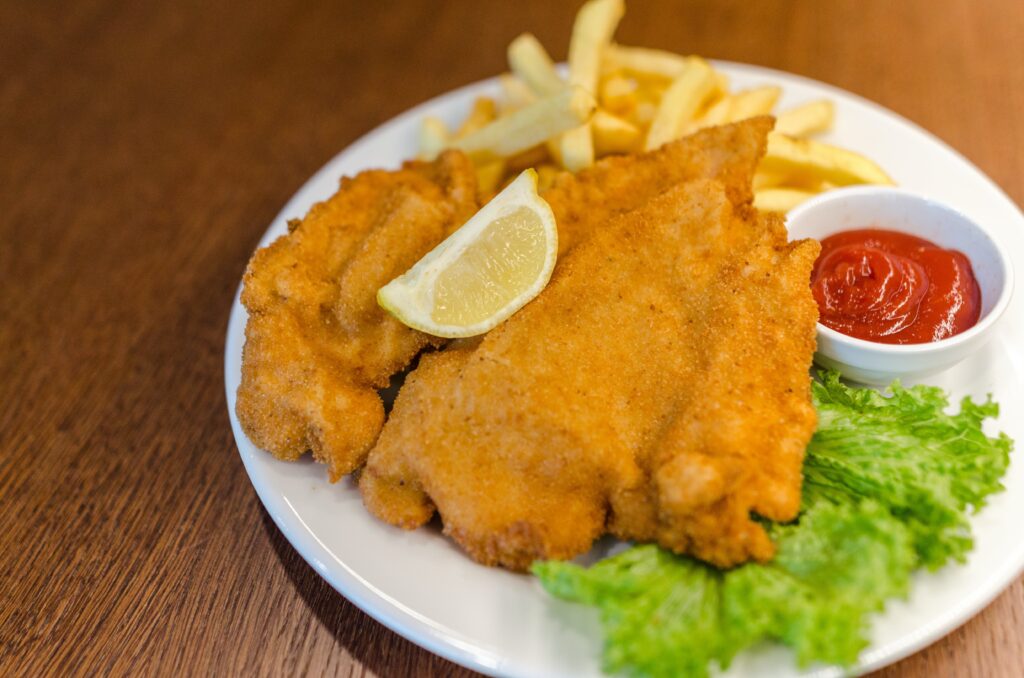 Restaurants am Wandsbek Markt. Schnitzel. 