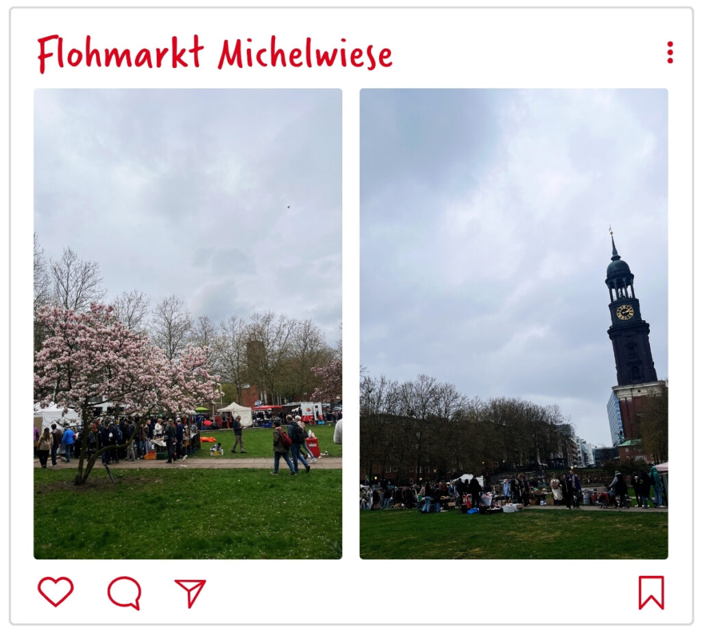 Collage mit Bildern vom Flohmarkt auf der Michelwiese