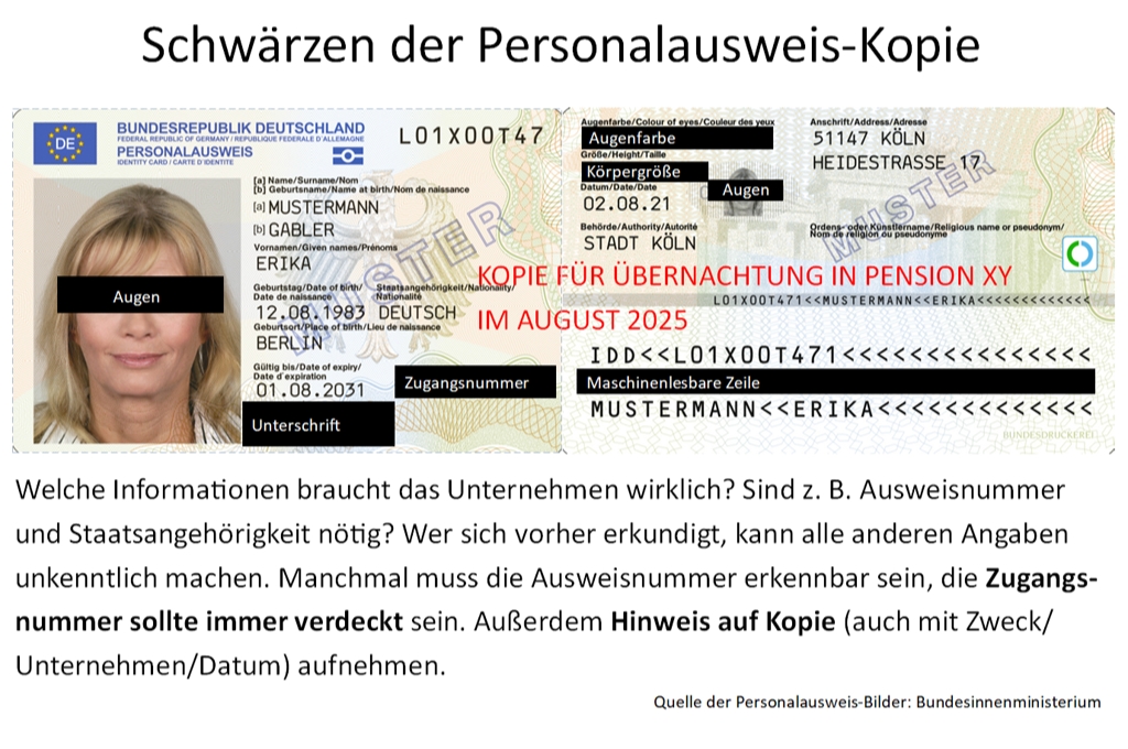 Geschwärzter Personalausweis Kopie