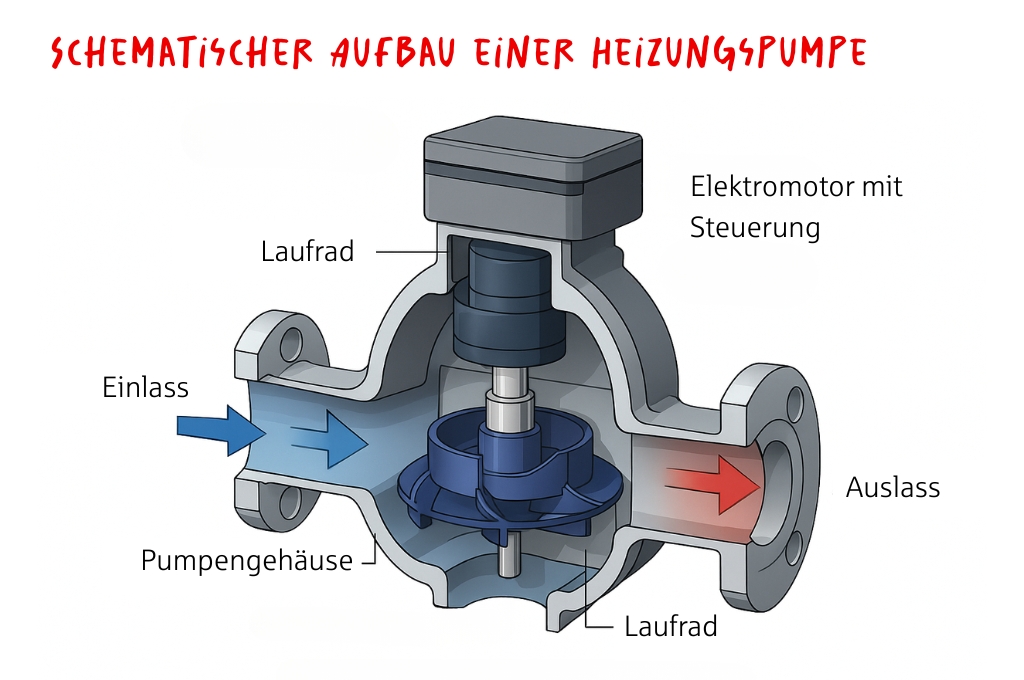 Schematischer Aufbau einer Umwälzpumpe
