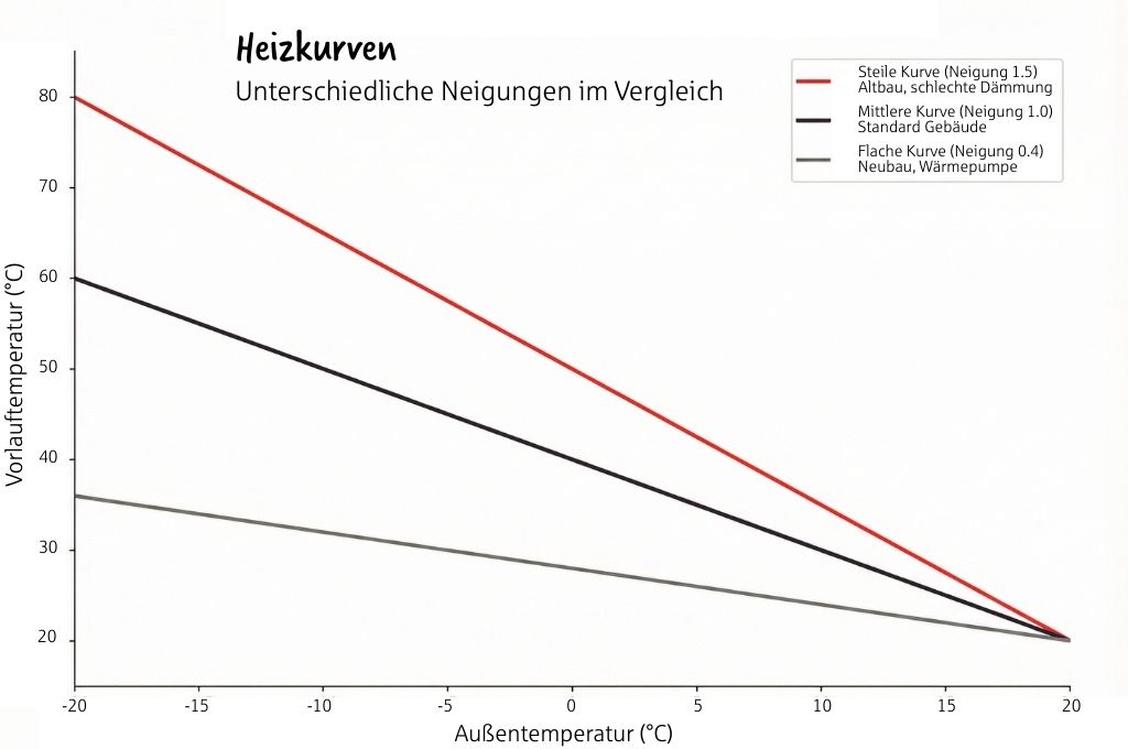 Heizkurve einstellen: Grafik der Neigung