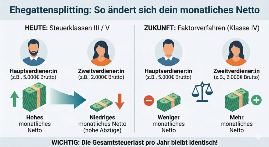 Ehegattensplitting: Infografik zur Erklärung der neuen Faktorregel