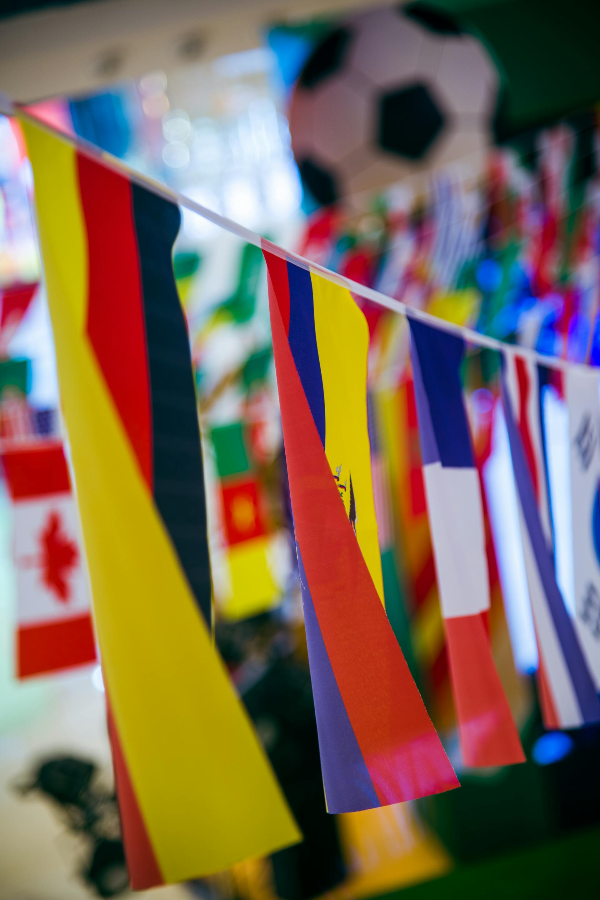Wm gucken in Hamburg: Verschiedene Nationalflaggen