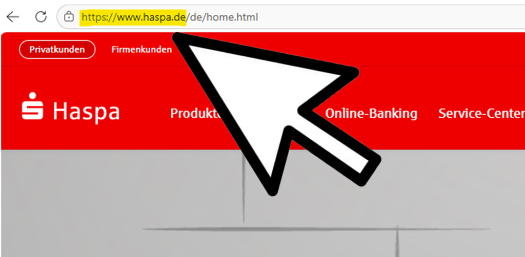 Online-Betrug mit QR-Code: Ein Foto der Haspa Webseite